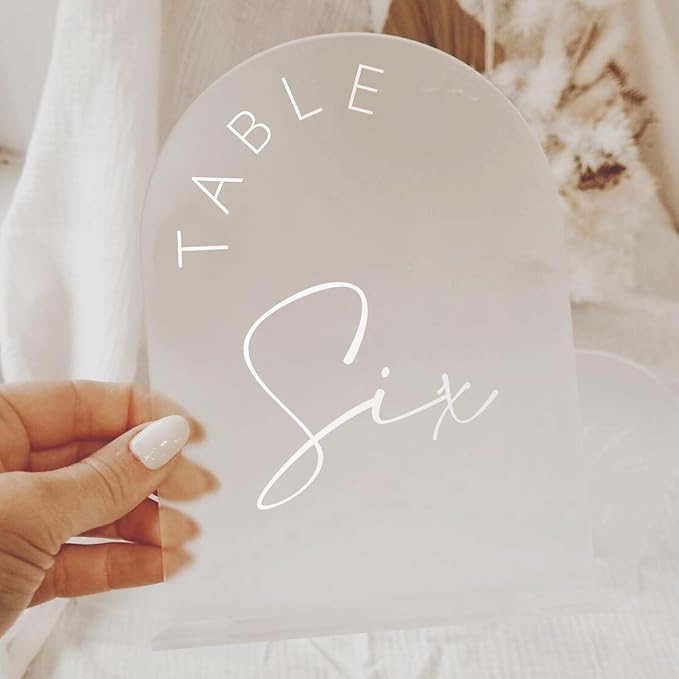 Place Cards: Frosted Acrylic Arch Table Numbers 1-25, 5x7 Inch