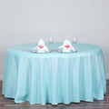 Efavormart Round Tablecloth, 120 Inch Stain & Wrinkle Resistant Washable Table Cloth, Decorative Polyester Fabric Table Cover for Banquet, Wedding, Dining - Light Blue