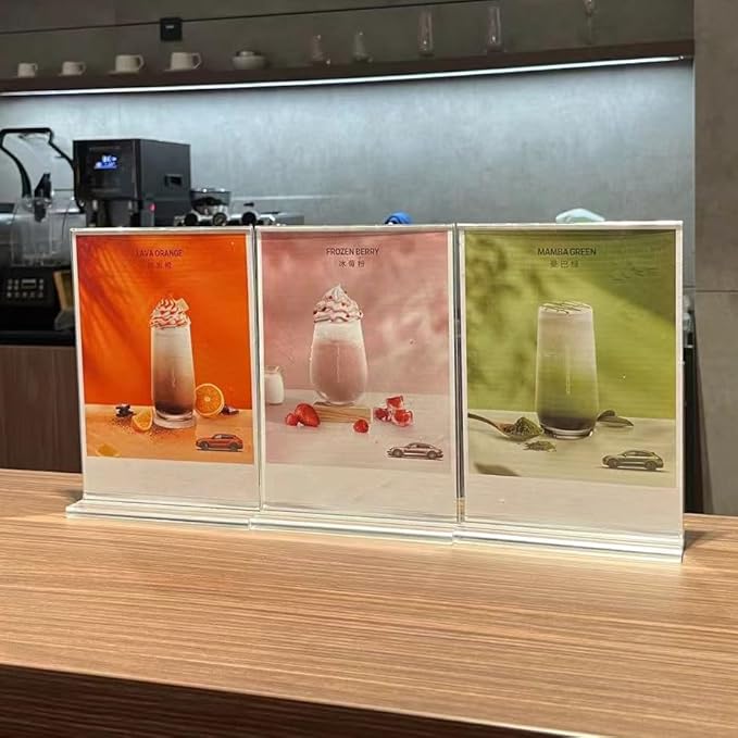 newnewshow Acrylic Sign Holder 5.5x8.5 Inch 3 Pack Vertical T Shape Double-Sided Desktop Display Holder. (Optional 8.5x11 8.5x5.5 5x7 Horizontal and Vertical)
