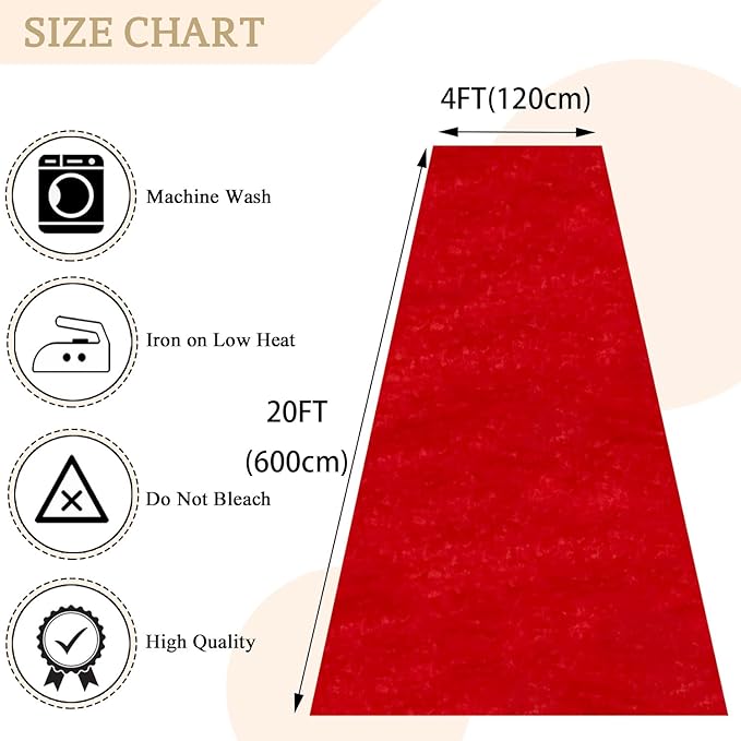 Aisle Runners Red Velvet 4 x 20 ft for Weddings and Parties