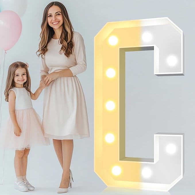 Decorations: 4 ft Mosaic Light Up Marquee Letter C, Wall Mount