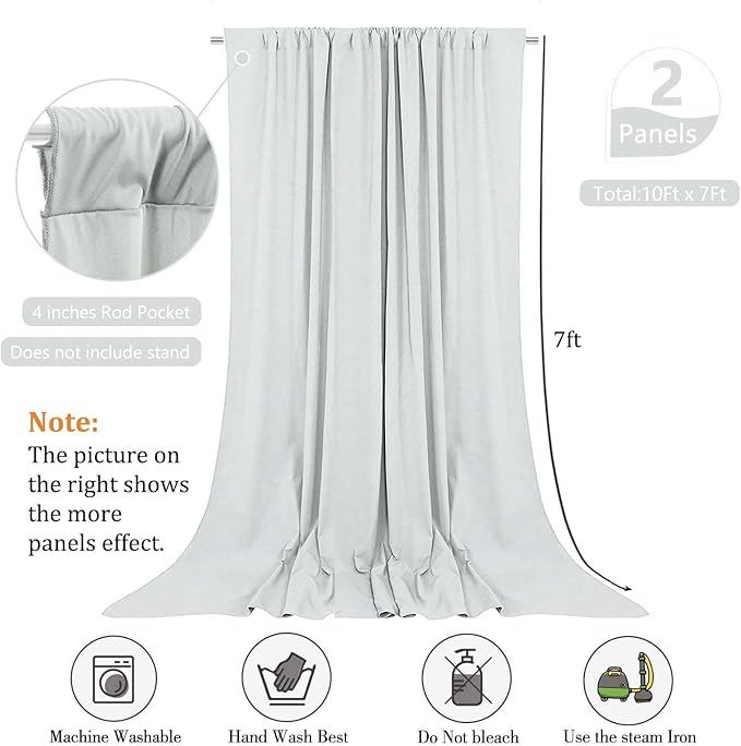 10 x 7 Feet Silver Backdrop Curtain for Partie, Background Curtains for Photoshoot, Birthday, Wedding, Halloween, Thanksgiving, Christmas, New Year Party Decorations 5Ft x 7Ft, 2 Panels
