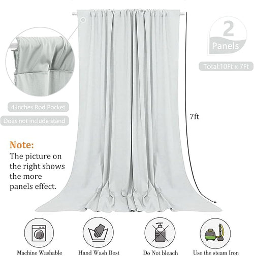 10 x 7 Feet Silver Backdrop Curtain for Partie, Background Curtains for Photoshoot, Birthday, Wedding, Halloween, Thanksgiving, Christmas, New Year Party Decorations 5Ft x 7Ft, 2 Panels