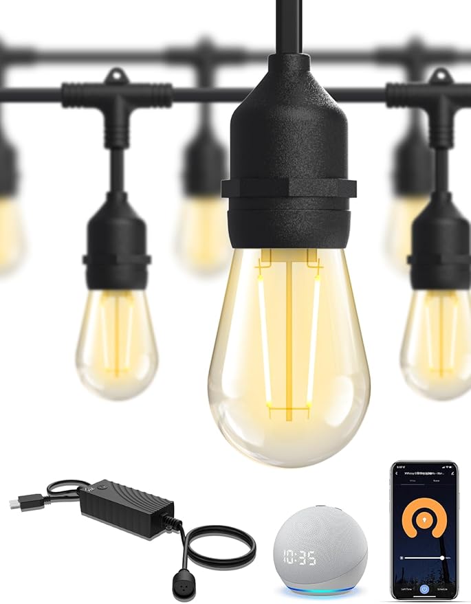 String Lights 72.5 Ft Outdoor Smart Dimmable S14 Edison Bulbs