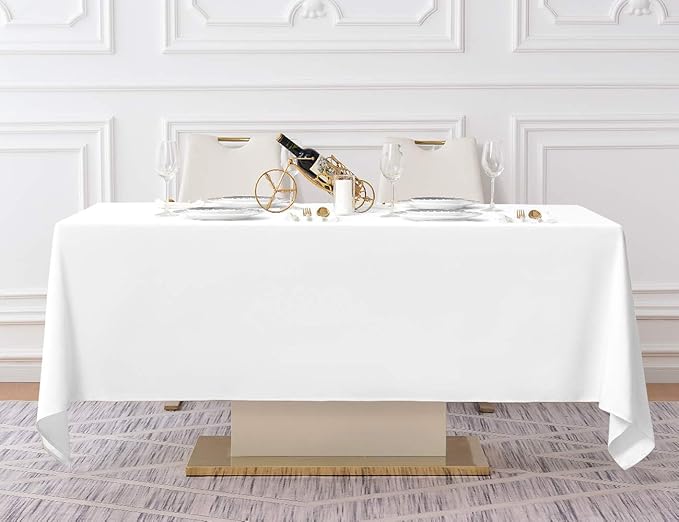 Surmente 10 Pack White Rectangle Tablecloth 60 x 102-inch Rectangular Polyester Table Cloth for Weddings, Banquets, or Restaurants