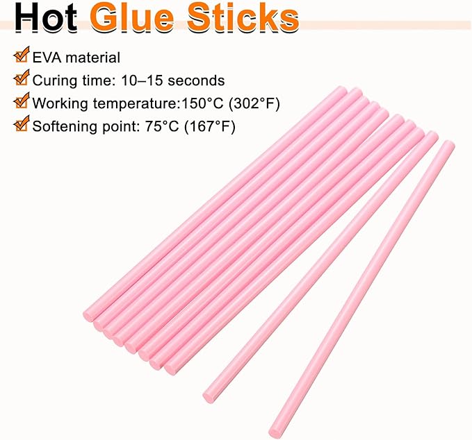 HARFINGTON 10pcs Hot Glue Sticks 0.28" Dia x 3.94" Long EVA Mini Hot Melt Adhesive Glue Stick for Hot Melt Gun Wood Plastic Glass Flowers Fabrics Foam, Pink