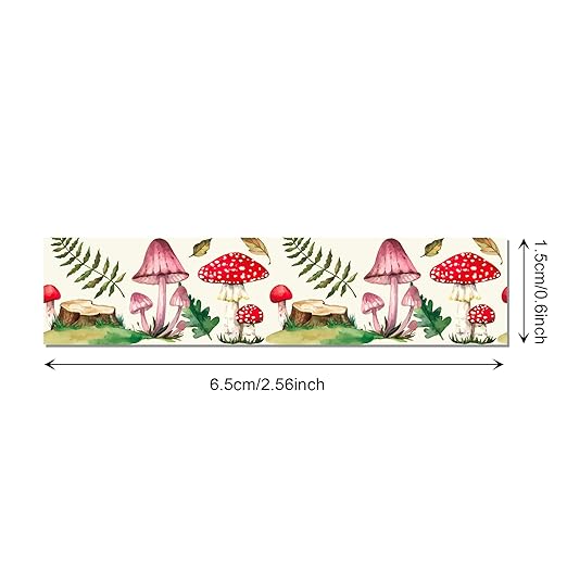 Adirasenotek 12 Rolls Mushroom Washi Tape Set,Vintage Washi Tape Decorative Paper Stickers Decorative Tape,DIY Art Crafts Wrapping Decor for Gifts Wrapping