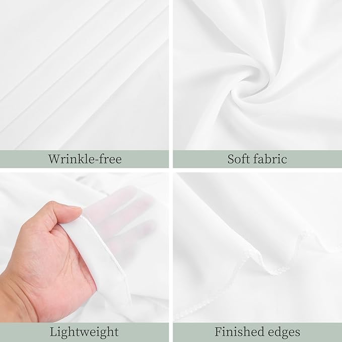 6 Panels White Wedding Ceiling Drapes 5ftx50ft Ceiling Drapes Chiffon Fabric Arch Draping Sheer Curtains Soft Drapery Draping Wedding Ceiling Decorations for Party Ceremony Stage Swag