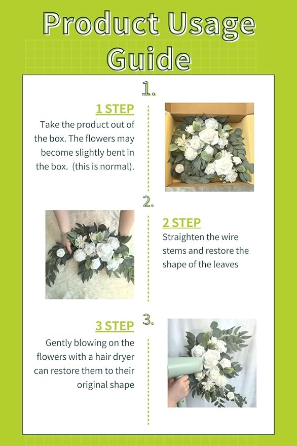 Wedding Sign Faux Flower Swag (Pack of 2) for Ceremony Party Reception Entrance Floral Decor Wall Easel Stand for Wedding Poster Welcome Sign (Natural White)
