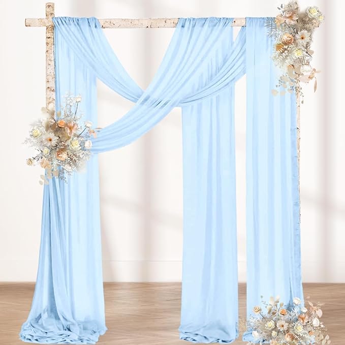 Outdoor Curtains: Sheer Sky Gauze Arch Drape, 2 Panels, 29 x 240 Inches