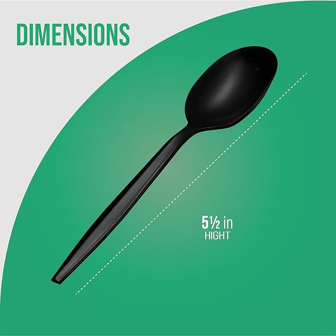 Plastic Soup Spoons, 1,000 Count, Black, Medium Weight