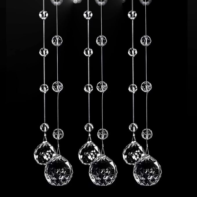 Boloban Clear Crystal Beads String Wedding Arch Decorations centerpieces Beads Garland Strands Curtain Chandelier Christmas Tree Ornaments Door String Hanging Beaded Drapes Accessories(6.5 Feet 5pcs)