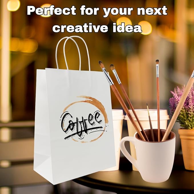 Gift Bags, 250 Pack White Paper Bags for Crafts, 10 x 5 x 13 Inches
