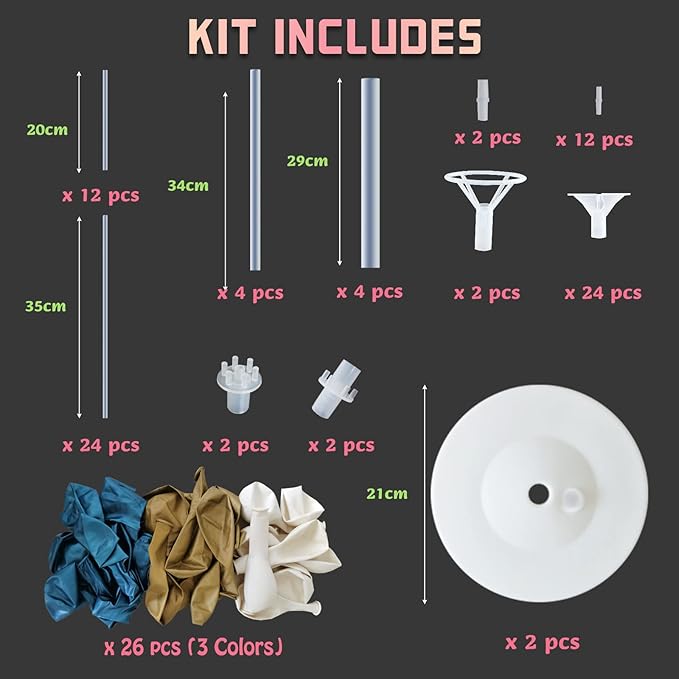 Balloon Column Stand Kit, Set of 2, 62 Inch, Acrylic and Plastic