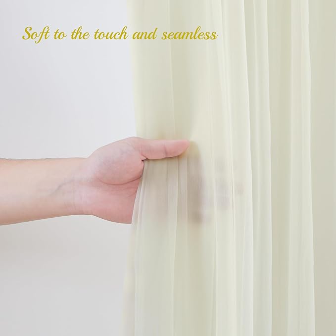 PARTISKY 20ft X 10ft Ivory Tulle Backdrop Curtain for Parites, Sheer Backdrop Curtains Fabric Drapes for Wedding Ceremony Arch Party Stage Decorations