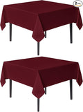 sancua Square Tablecloths 85x85 Inch Burgundy, 2 Pack - Fabric Table Cloth for Square or Round Tables, Washable Polyester Table Cover for Christmas Dinner, Holiday Party, Decorative Display Tables