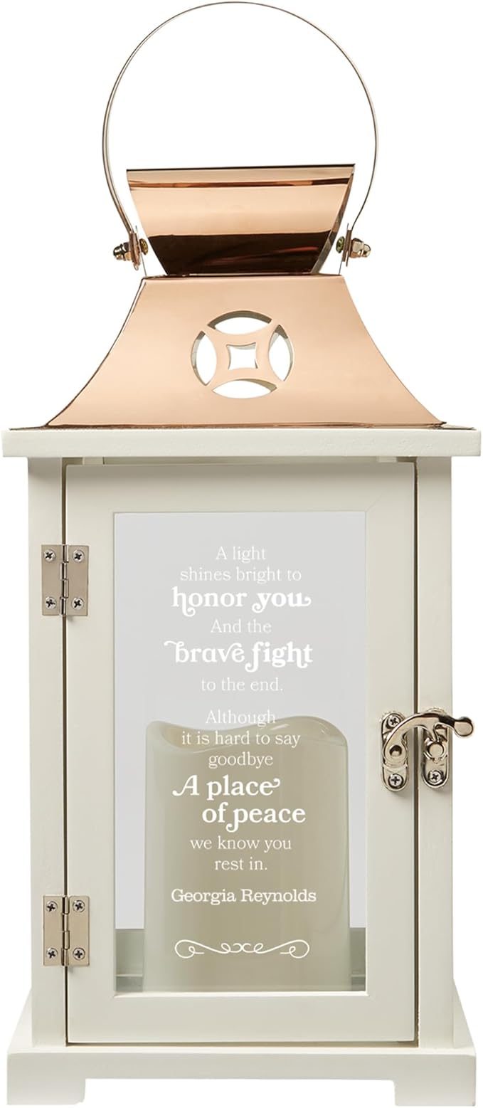 Decorative Candle Lantern, Wood and Stainless Steel, Copper Finish, 13.5 Inch