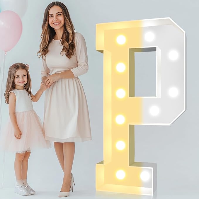 Party Decoration Marquee Letter, 4 FT LED Mosaic, Warm or Cool White
