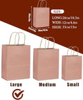 Gift Bags with Handles, 100 Pack Dusty Pink Kraft Paper Party Bags