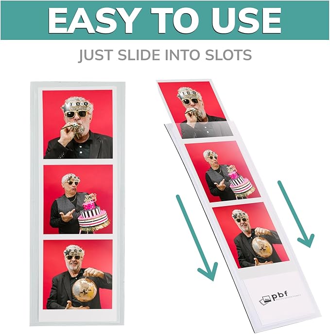 pbf PHOTO BOOTH FRAMES 2x6 Magnetic Picture Frames for Refrigerator | 2 x 6 Clear Magnetic Vinyl Frames for Photo Strips for Fridge (10-Pack)