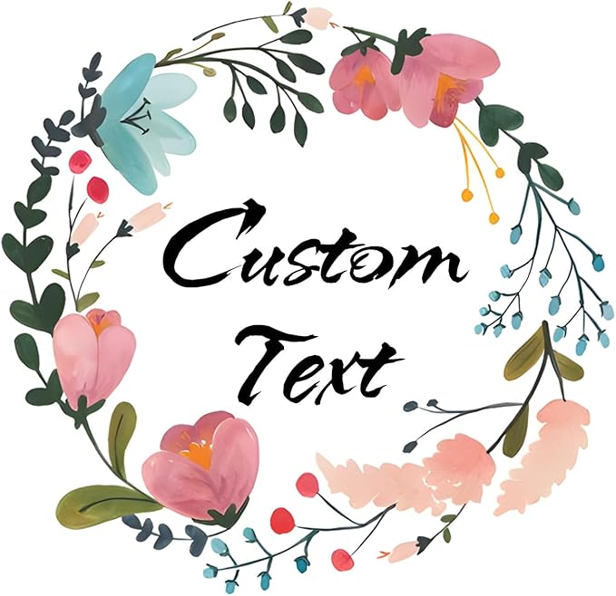 Custom Stickers for Weddings, Birthdays & Businesses - Personalized Labels with Your Logo - Waterproof, Fade and Heat Resistant - Pack of 100-1000 (Wreath M, 4 Inch)