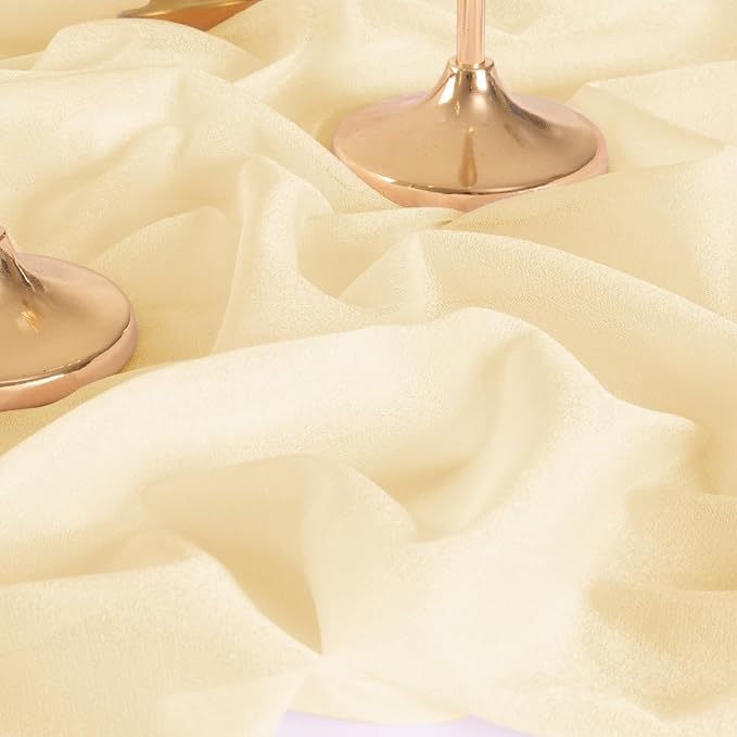 Outdoor Curtains: Champagne Sheer Gauze Arch Drapes, 2 Panels, 29 x 240 In