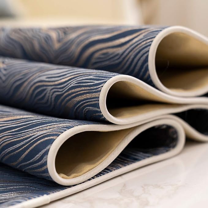 Avigers 12 x 59 Inch Decorative Luxury Abstract Striped Navy Blue Table Runners with Tassels for Home Living Room Bedroom Art Decor Wedding