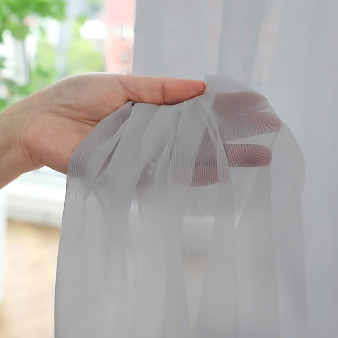 Window Grey Sheer Curtains 60 Inches Width 145 Inches Long 2 Panels Sheer Curtain Clear Curtains Basic Rod Pocket Panel for Home Living Room Bedroom Kids Room Yard Patio Parlor Sliding