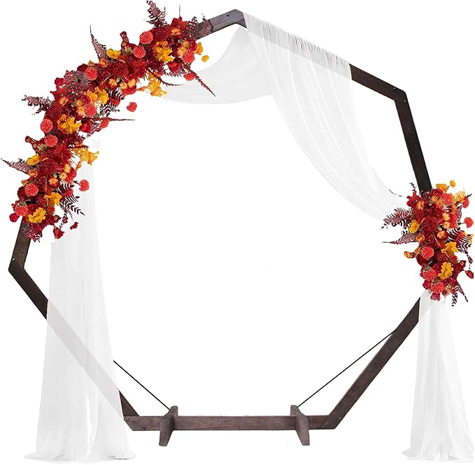 Garden Arbor 7 FT Heptagon Wood Wedding Arch, Easy Setup
