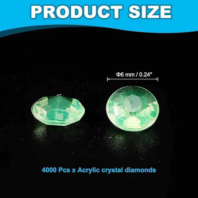 PATIKIL 4000 Pcs Wedding Table Scatter Confetti Crystals 6mm Acrylic Diamonds Vase Fillers Gems for Table Centerpiece Decorations Party Vase Beads, Light Green