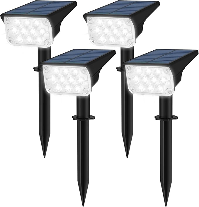 Solar Spotlight White 20-LED Outdoor Landscape Light IP65 Waterproof