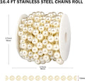 Pearl Bead Garland Trim, Ivory 12mm Beads, 16.4 Ft Roll