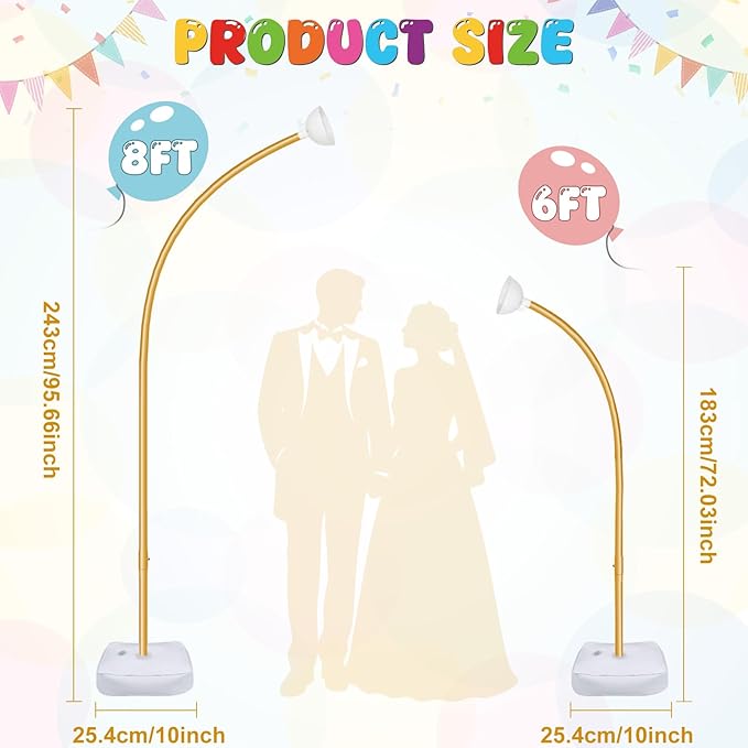 Balloon Arch Kit, Gold, 98-Inch Frame with 200+ LED Lighting Modes
