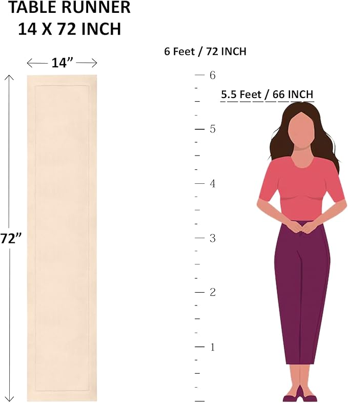 Solino Home Cotton Linen Yellow Table Runner 72 Inches Long - Hemstitch Table Runner 14 x 72 Inch for Dresser, Dining