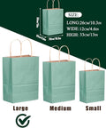 Gift Bags 100 Pack, Light Blue Kraft Paper with Handles