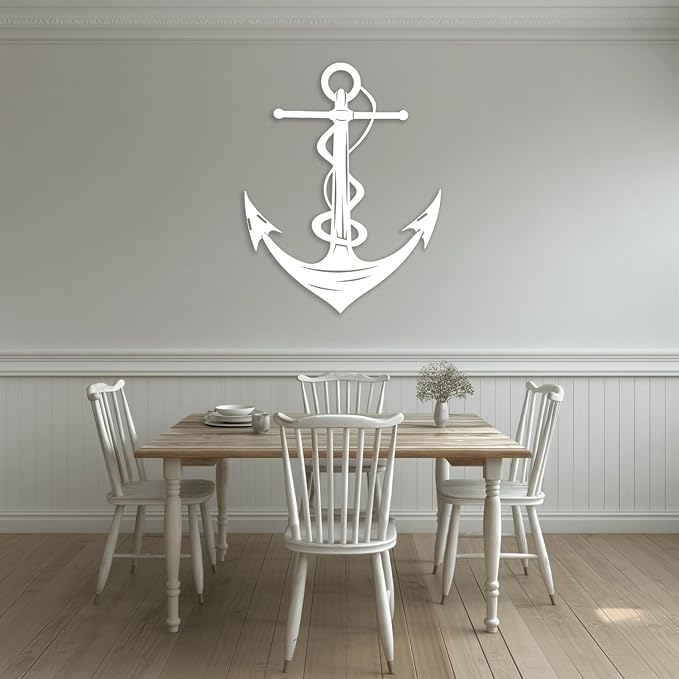 XXQ Anchor Metal Wall Decor, Anchor Metal Wall Art for Bedroom Living Room Dorm Antique Anchor Wall Decor Antique Metal Anchor Farmhouse Decor (Whhite, 20" x 30" / 51 x 76cm)