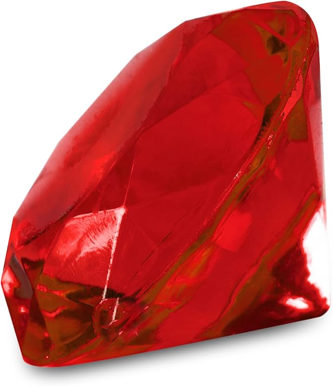 Super Z Outlet Acrylic Color Faux Round Diamond Crystals Treasure Gems for Table Scatters, Vase Fillers, Event, Wedding, Birthday Decoration Favor, Arts & Crafts (1 Pound, 240 Pieces) (Red)