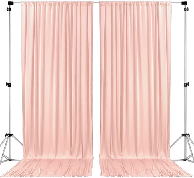 AK TRADING CO. 10 feet x 10 feet Polyester Backdrop Drapes Curtains Panels with Rod Pockets - Wedding Ceremony Party Home Window Decorations - Blush Pink (DRAPE-5x10-BLUSH) (Pack of 24)