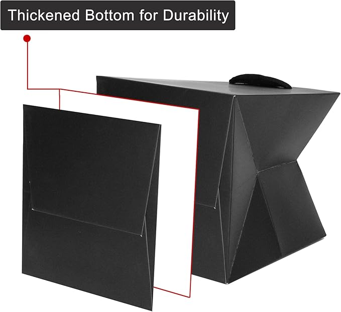 Black Paper Gift Bag 4 in Paper Box Small Square Bottom Paper Bags with Handles for Wedding Baby Shower Birthday Party (Black, 4 x 4 x 4 in, 10 CT)