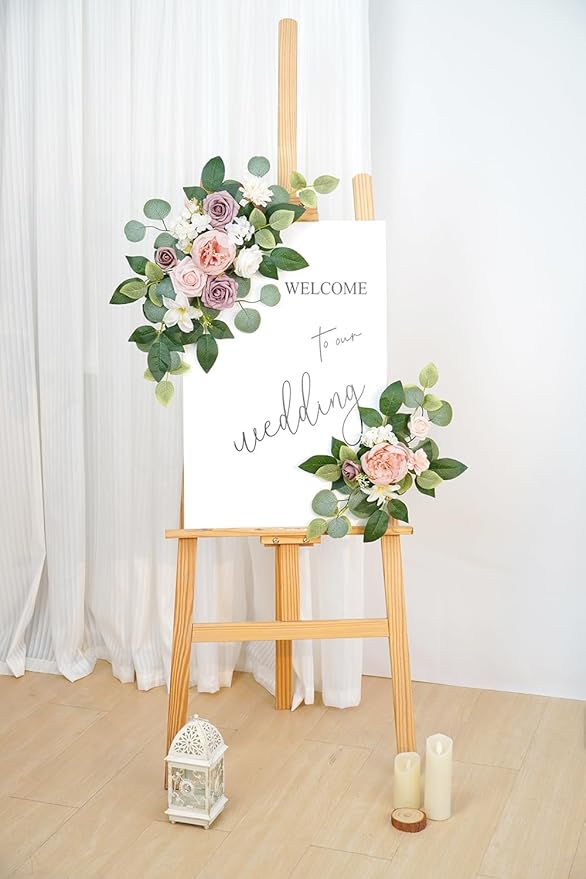 Artificial Flowers Arch Decor Set of 2, Silk and Foam, Indoor Outdoor