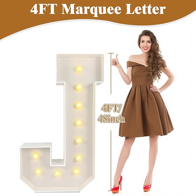 Marquee Light Up Letters: 4FT Large Decorative Signs for Party Decorations Baby Shower Birthday Wedding Engagement Anniversary, 4 Feet Tall Pre-Cut DIY Foamboard Letter M - Easy to Assemble