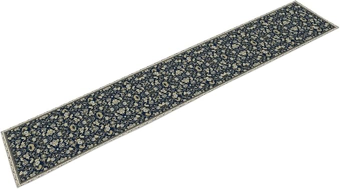 Vintage Boho Floral Table Runner, Morris Rustic Country Farmhouse Dark Blue Grey Retro Flower Pattern for Home Kitchen Table Decor Dining Coffee Room Party Decor 13x108in