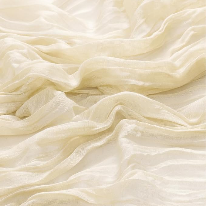 MLMW Beige Table Runner Cheesecloth Boho Gauze Rustic Cheese Cloth Table Runner 160 inch Sheer 13.3ft for Thanksgiving Wedding Party Baby Bridal Shower Birthday