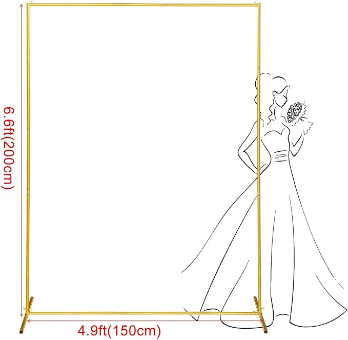 Arbor Backdrop Stand, 6.6 x 5 ft Gold Metal Balloon Arch Frame