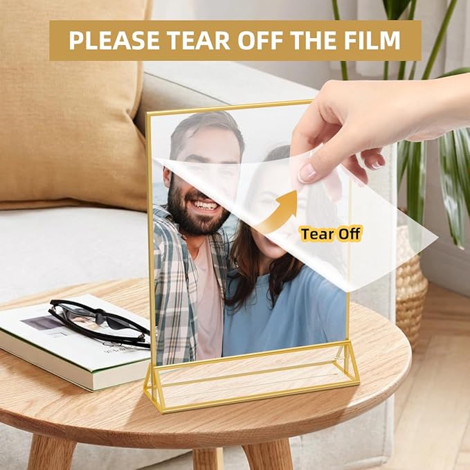 Acrylic Sign Holder 8.5X11 Clear Sign Holder,Double Sided Flyer Holder, Table Menu Holder Display Stand for Wedding Table Number (6pcs)