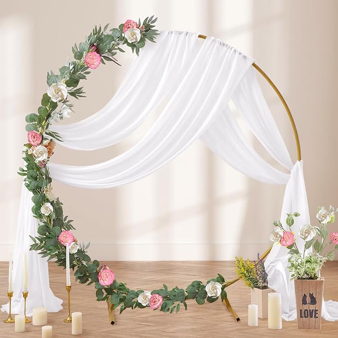 White Wedding Arch Draping Fabric 29" x 20 FT White Drapes for Backdrop Sheer Curtains Wedding Drapes for Romantic Bridal Baby Shower Decorations Ceremony Birthday Party Fall Outdoor Events