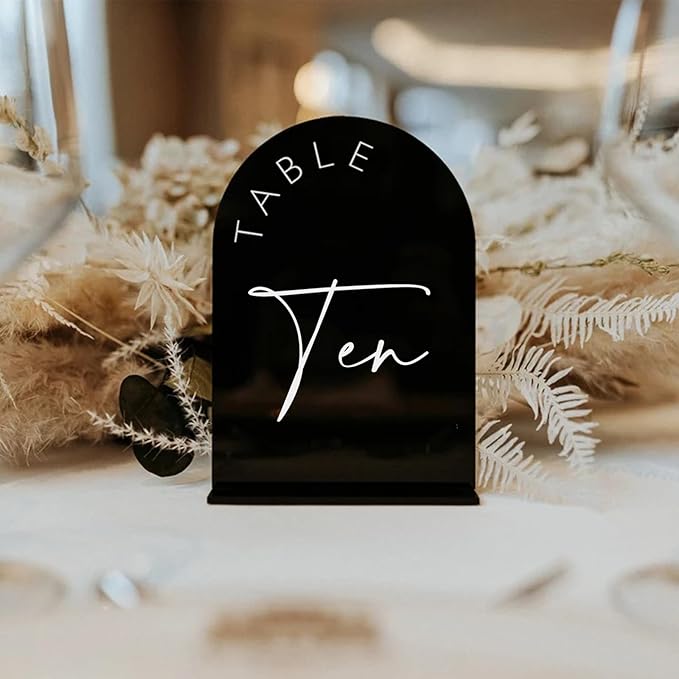 Place Card Table Numbers 1-20, Black Arch Acrylic, 5x7 Inch