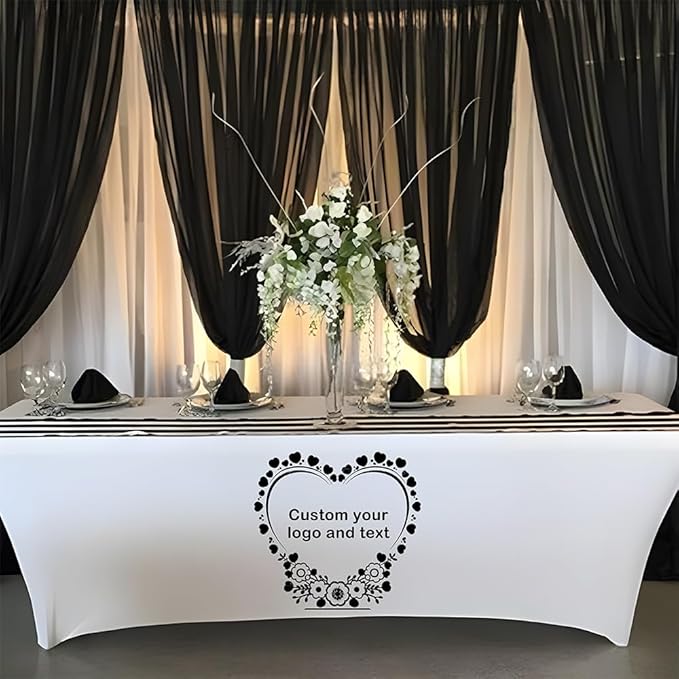 Custom Table Cloth with Business Logo 4FT 5FT 6 FT 8 FT Spandex Customized Table Cover Stretch for Tradeshow Events Birthday Wedding Anniversary Mantel Personalized Table Cloth (5FT)