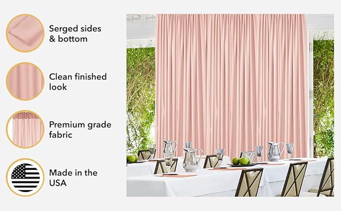 AK TRADING CO. 10 feet Wide x 12 feet Long IFR Polyester Backdrop Drapes Curtains Panels with Rod Pockets - Wedding Ceremony Party Home Window Decorations - Fuchsia