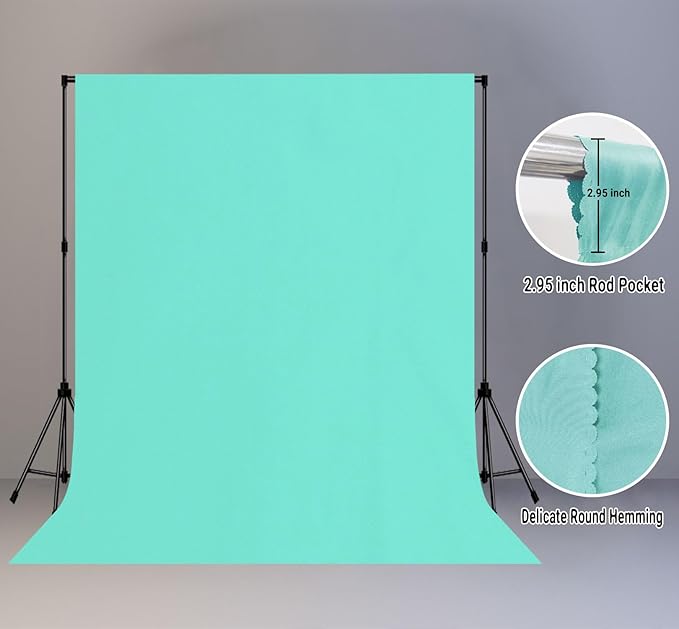 8x10FT Lake Blue Screen Backdrop for Photography, Chromakey Blue Photo Background Curtain Seamless for Video Meeting Photoshoot Party